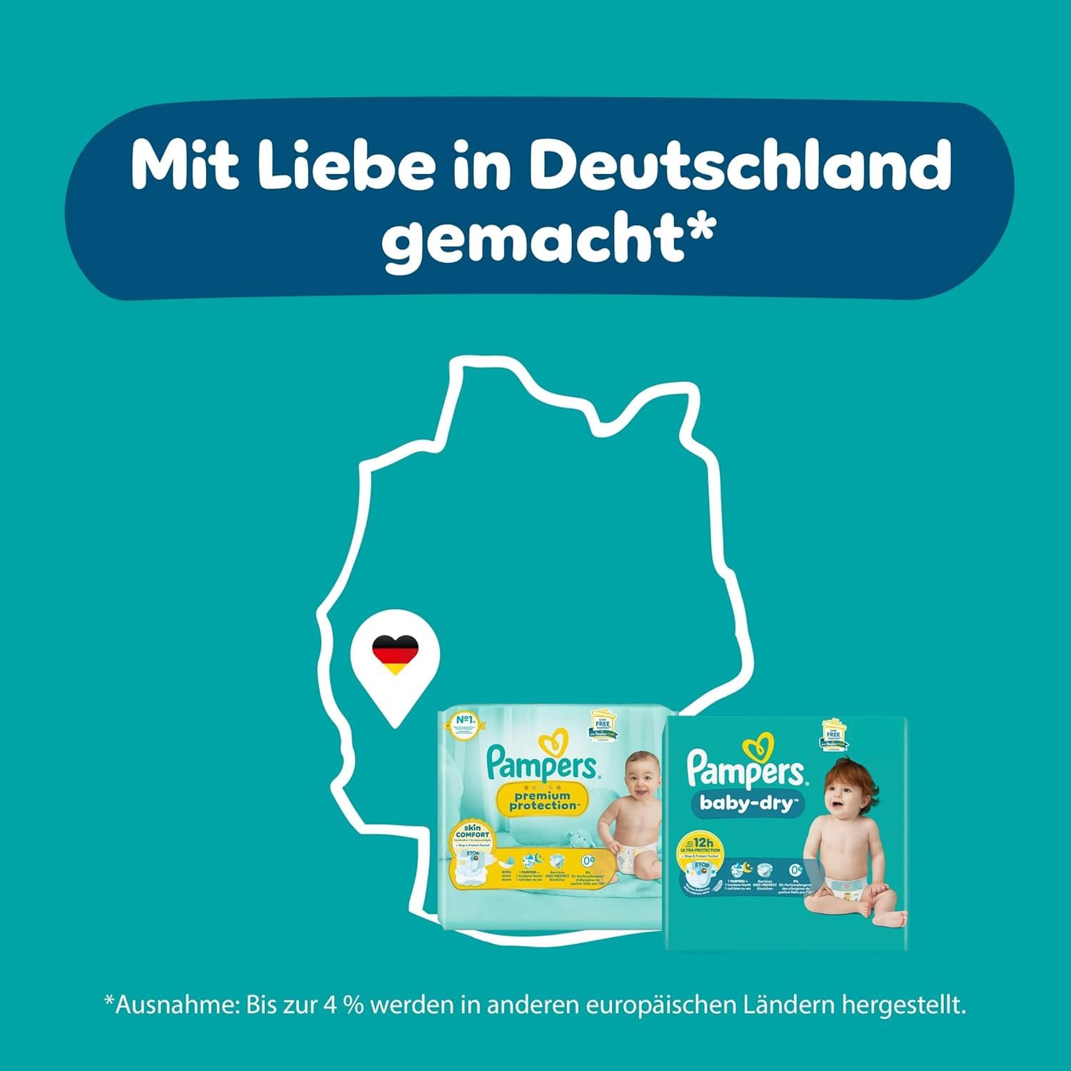 Pampers Premium Protection Size 3, 204 Nappies, Pampers’ Softest Comfort, Recommended by British Skin Foundation, 6-10 kg