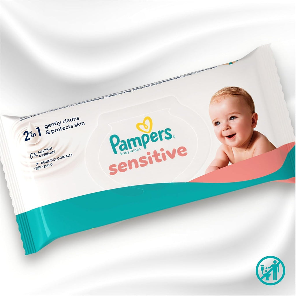 Pampers Sensitive Baby Wipes, 1200 wipes (15 x 80) For Sensitive Baby Skin, Dermatologically Tested, Baby First Kit For Newborns