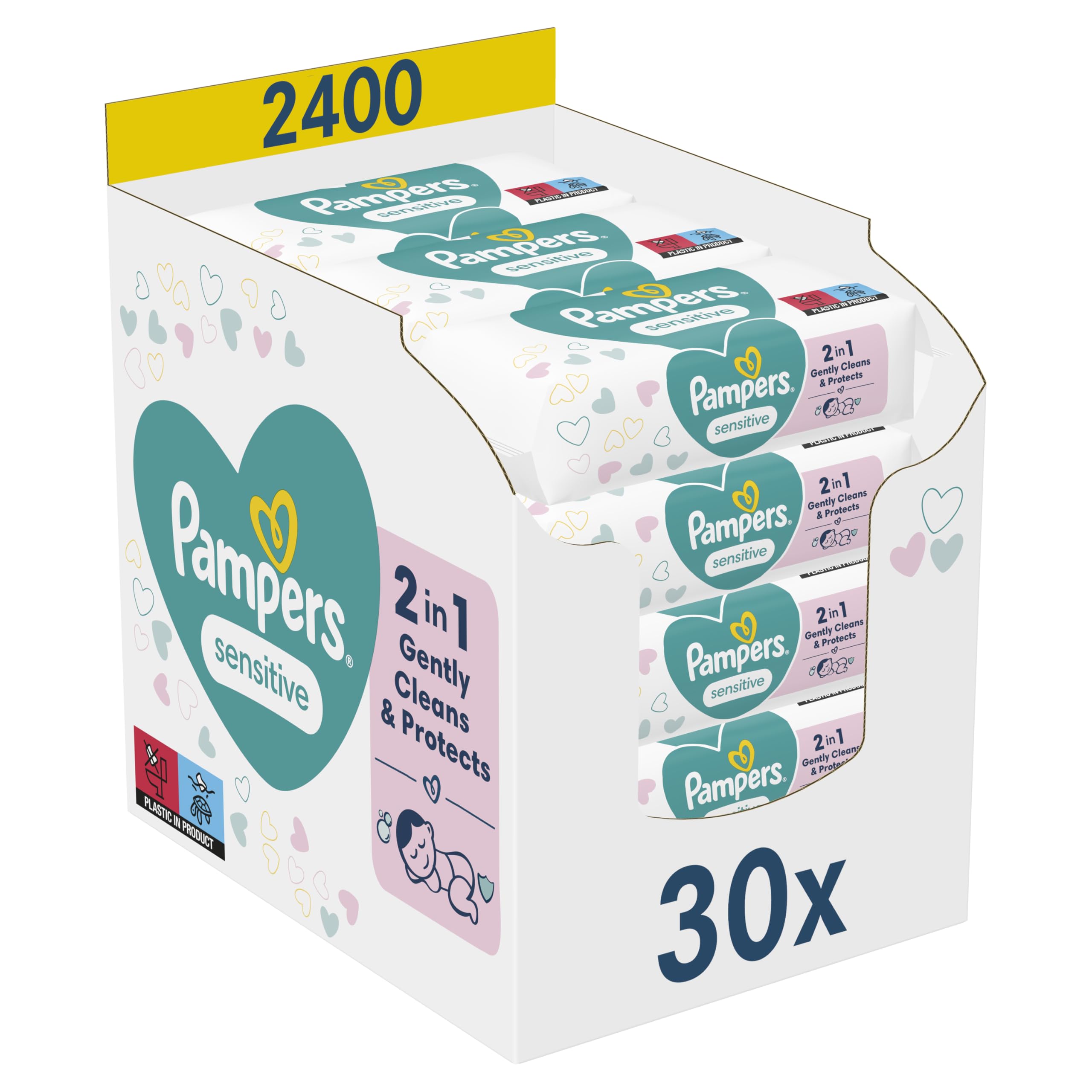 Pampers Sensitive Baby Wipes, 1200 wipes (15 x 80) For Sensitive Baby Skin, Dermatologically Tested, Baby First Kit For Newborns