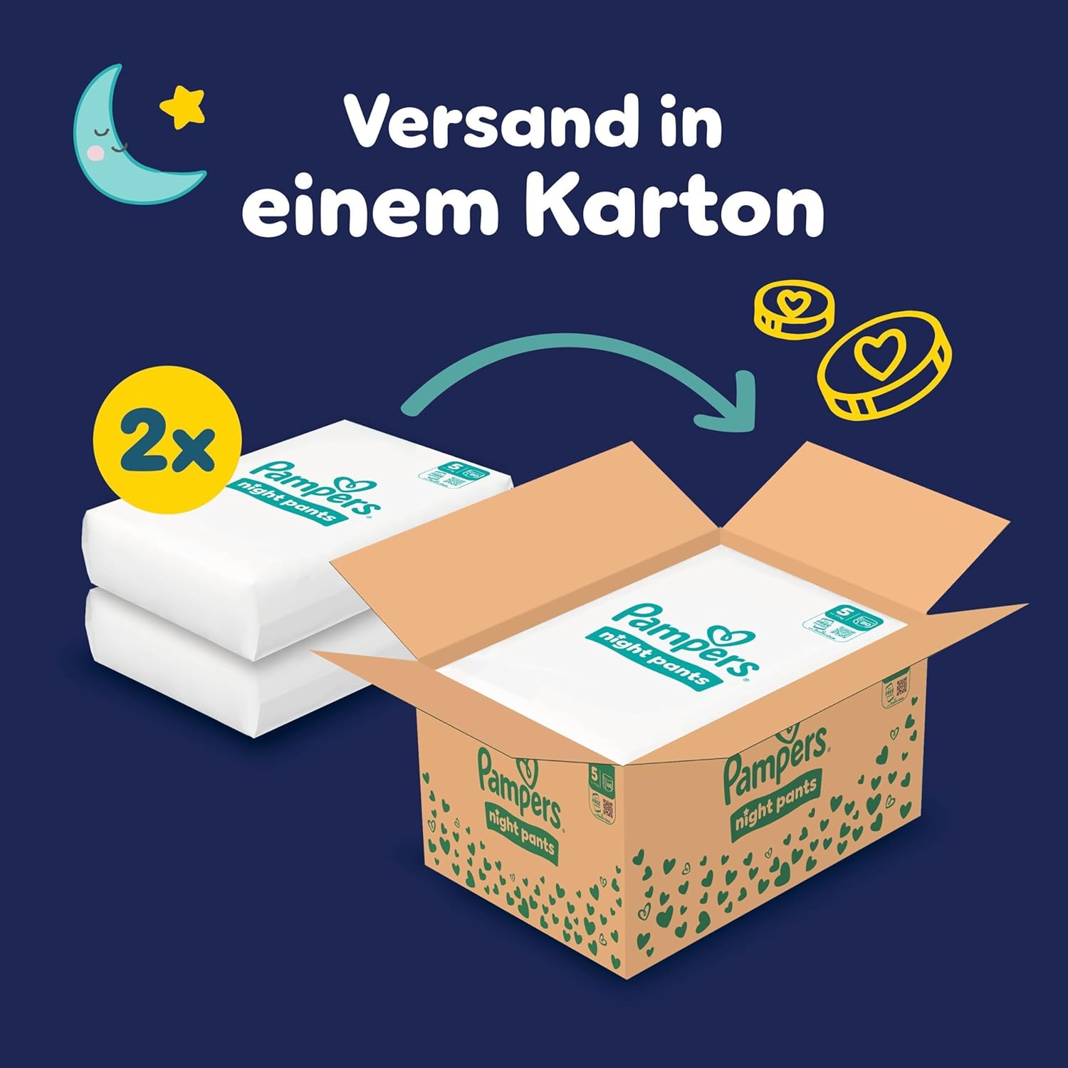 Pampers Night Pants Size 5, 160 Nappies, 11-17 kg, Pampers Night Pants Provide Additional Protection for the Whole Night