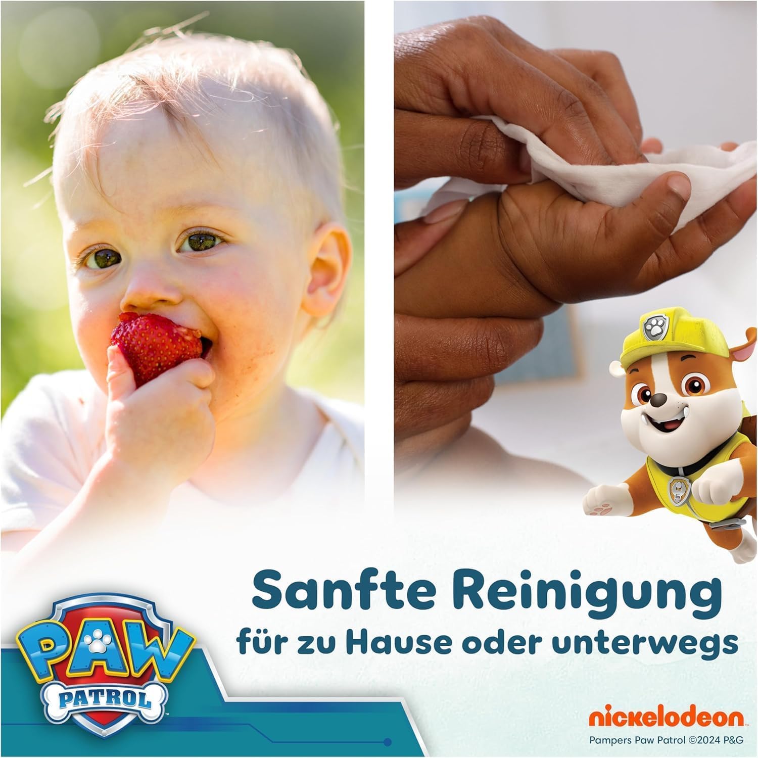 Pampers Harmonie Aqua Paw Patrol Baby Wipes, 15 Packs of 48 Wet Wipes, 720 Baby Wipes Help Restore Skin's Natural pH Value Lightweight Lotion with 99% Water