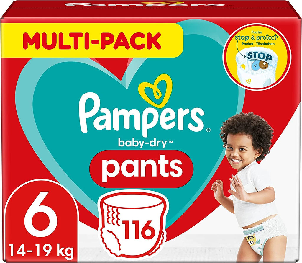 Pampers Nappies Pants Size 8 (19 kg+) Baby-Dry, Monthly Box, Nappy Pants with 360° Fit, 117 Nappies