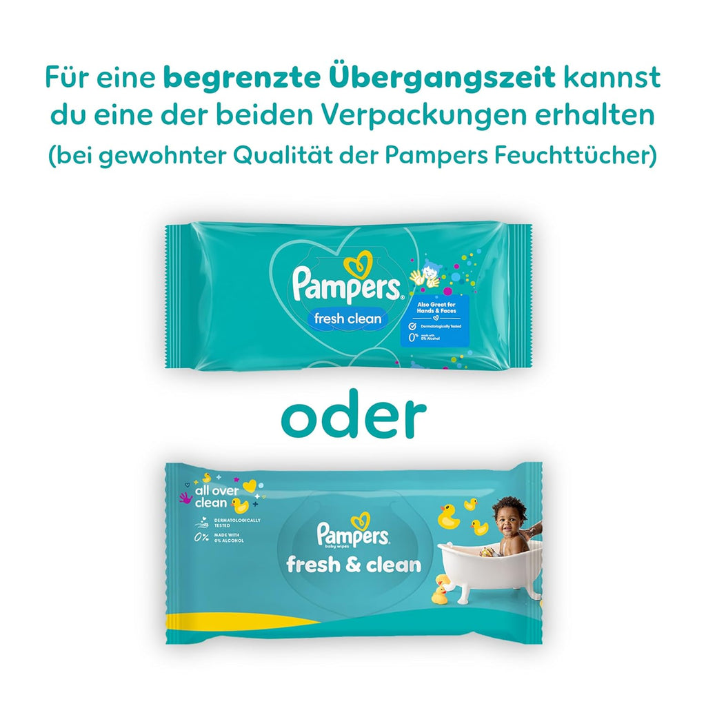 Pampers Fresh Clean Baby Wipes, Mild Fragrance, Also Suitable for Hands and Face, 1200 Wipes (Pack of 15)
