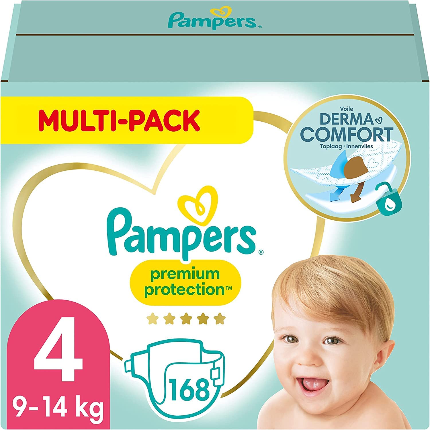Pampers Baby Nappies, Size 1 (2–5 kg), Premium Protection, for Newborn, Half Month Box, Comfort and Protection for Sensitive Skin, Pack of 180