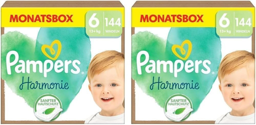 Pampers Harmonie Nappies Size 6, 144 Nappies, 13 kg+, Gentle Skin Protection with 100% Pampers Protection