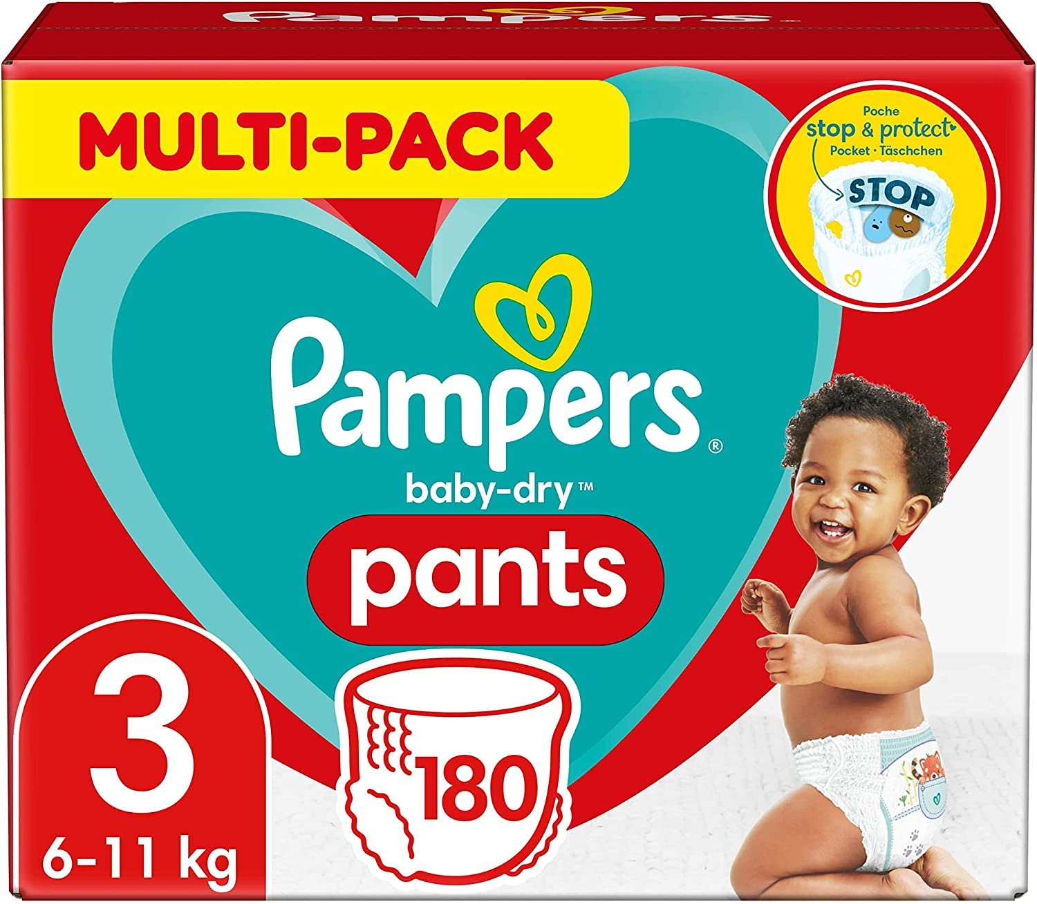 Pampers Nappies Pants Size 8 (19 kg+) Baby-Dry, Monthly Box, Nappy Pants with 360° Fit, 117 Nappies