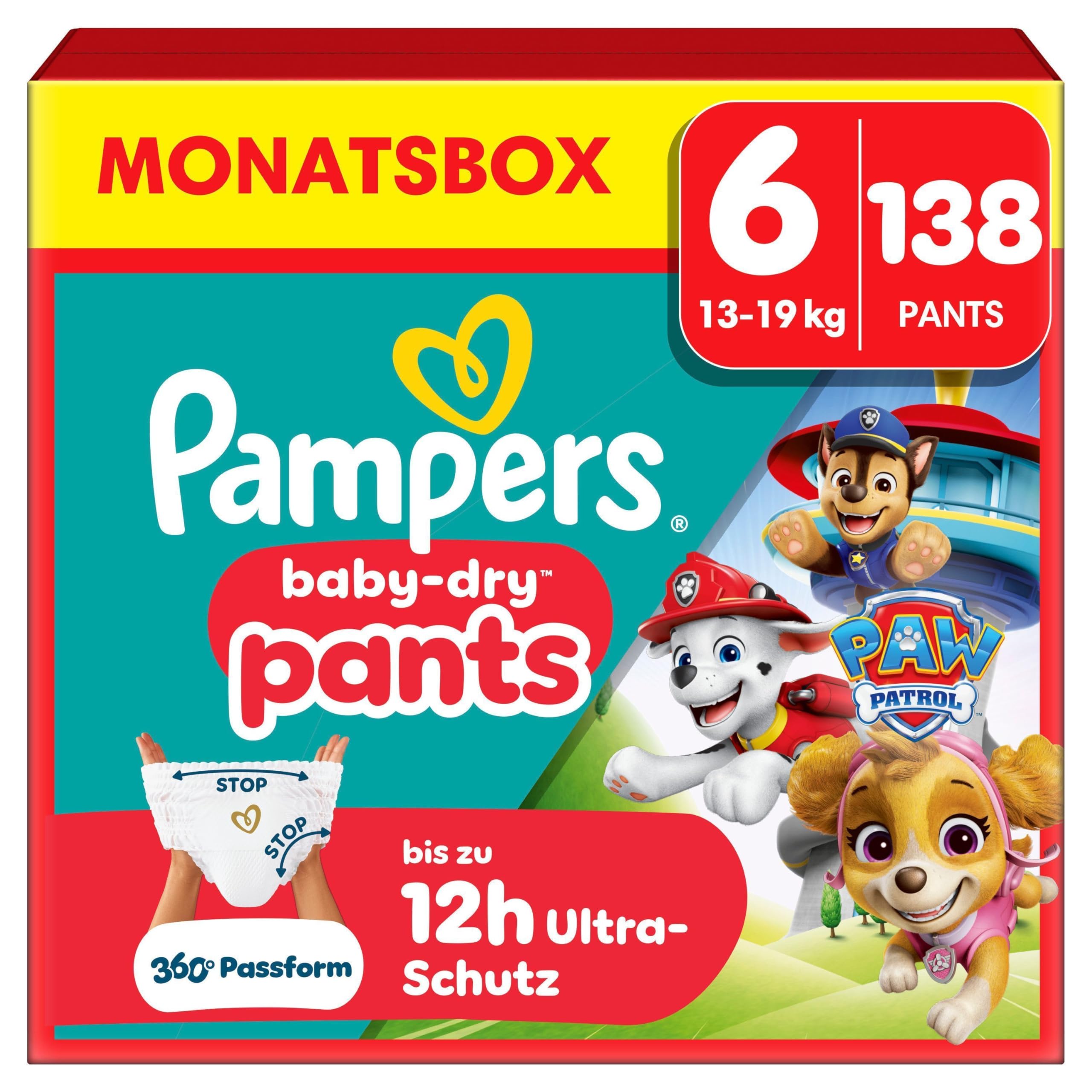 Pampers Baby-Dry Pants Paw Patrol Edition Size 5, 160 Nappies, 11 kg - 17 kg, 360 Degree Fit Helps Prevent Leaks
