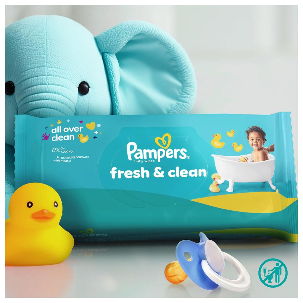 Pampers Fresh Clean Baby Wipes, Mild Fragrance, Also Suitable for Hands and Face, 1200 Wipes (Pack of 15)