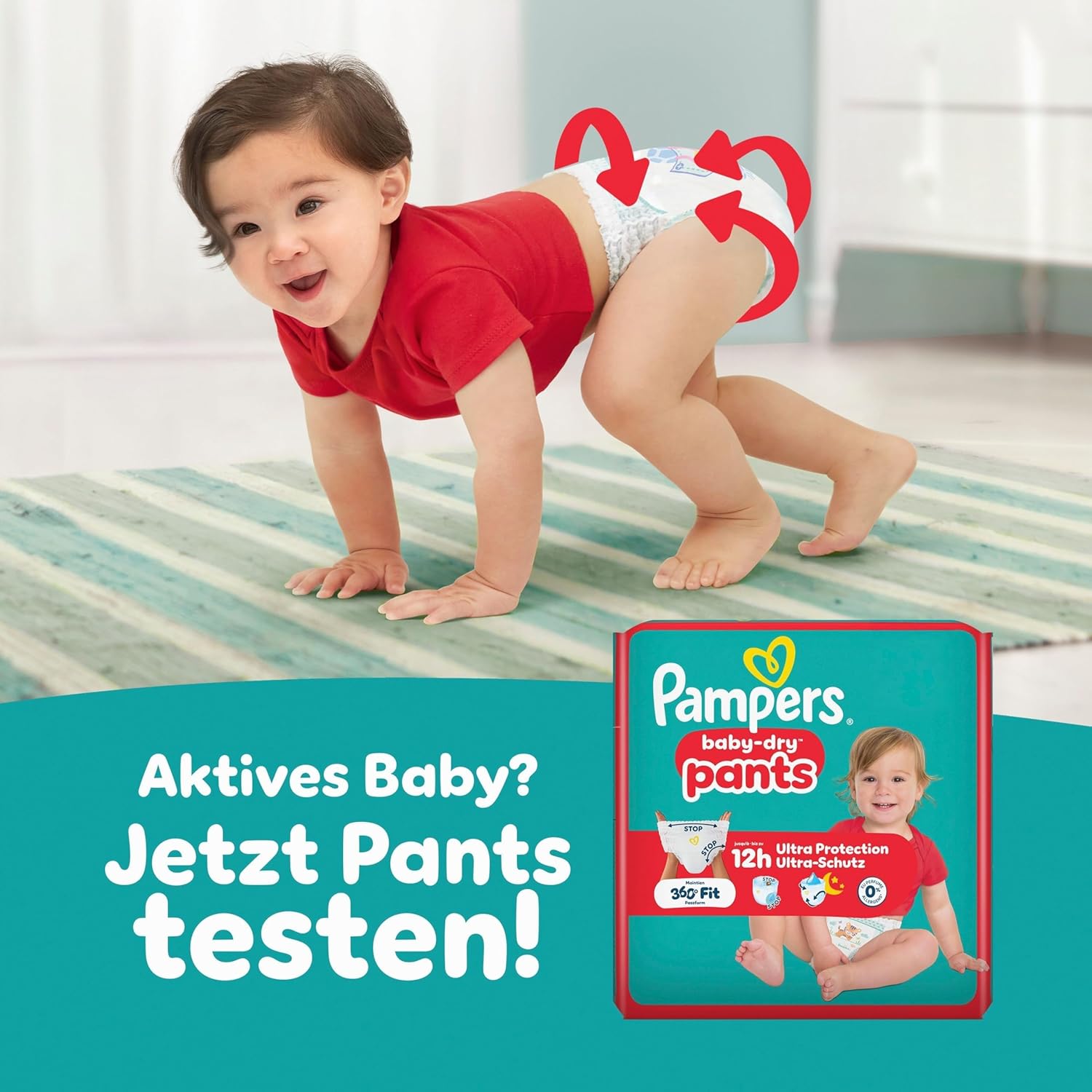 Pampers Baby-Dry Size 5, 174 Nappies, 11 kg - 16 kg, Up to 100% Leak Protection & Comfort All Night