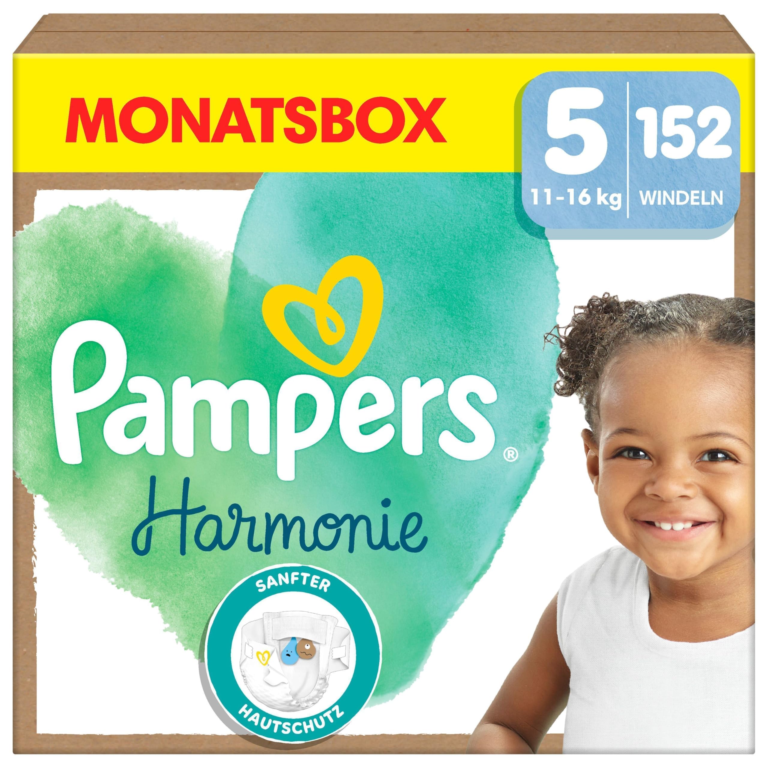 Pampers Baby Nappies Size 4 (9-14 kg) Harmonie, Monthly Box, Gentle Skin Protection and Plant-Based Ingredients, Pack of 174