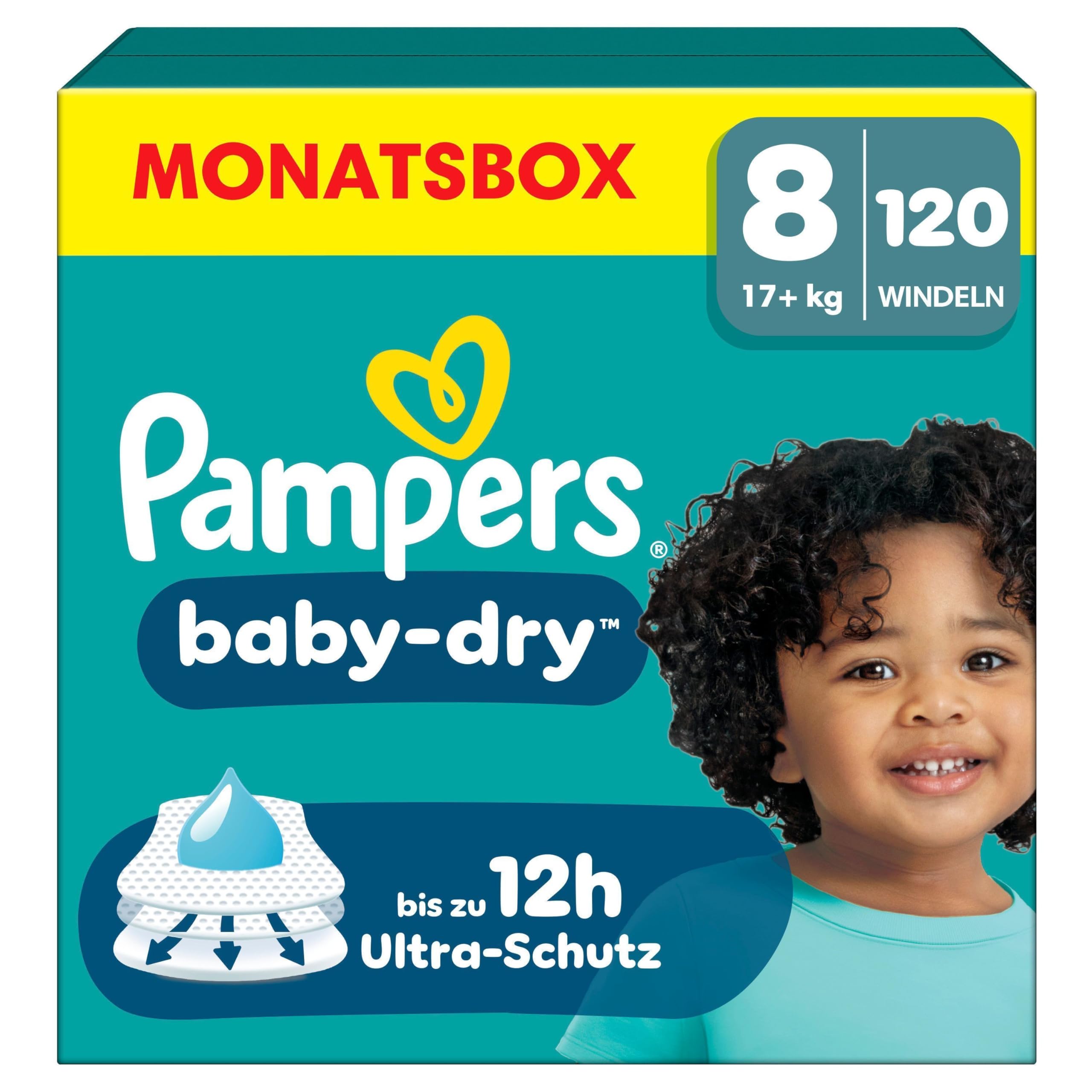 Pampers Baby-Dry Size 6, 148 Nappies, 13 kg - 18 kg, Up to 100% Leak Protection & Comfort All Night