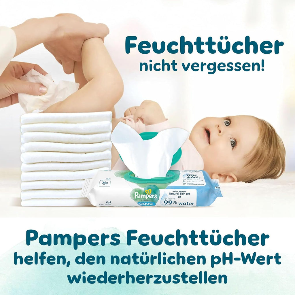 Pampers Baby Nappies Size 4 (9-14 kg) Harmonie, Monthly Box, Gentle Skin Protection and Plant-Based Ingredients, Pack of 174