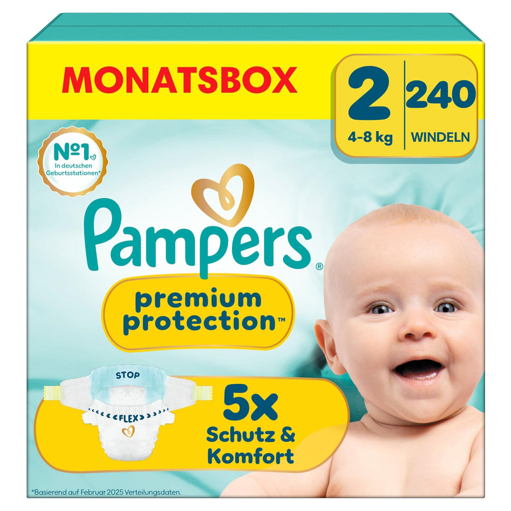 Pampers Baby Nappies Size 4 (9–14 kg) Premium Protection, Maxi, Monthly Box, Best Comfort and Protection for Sensitive Skin, Pack of 174