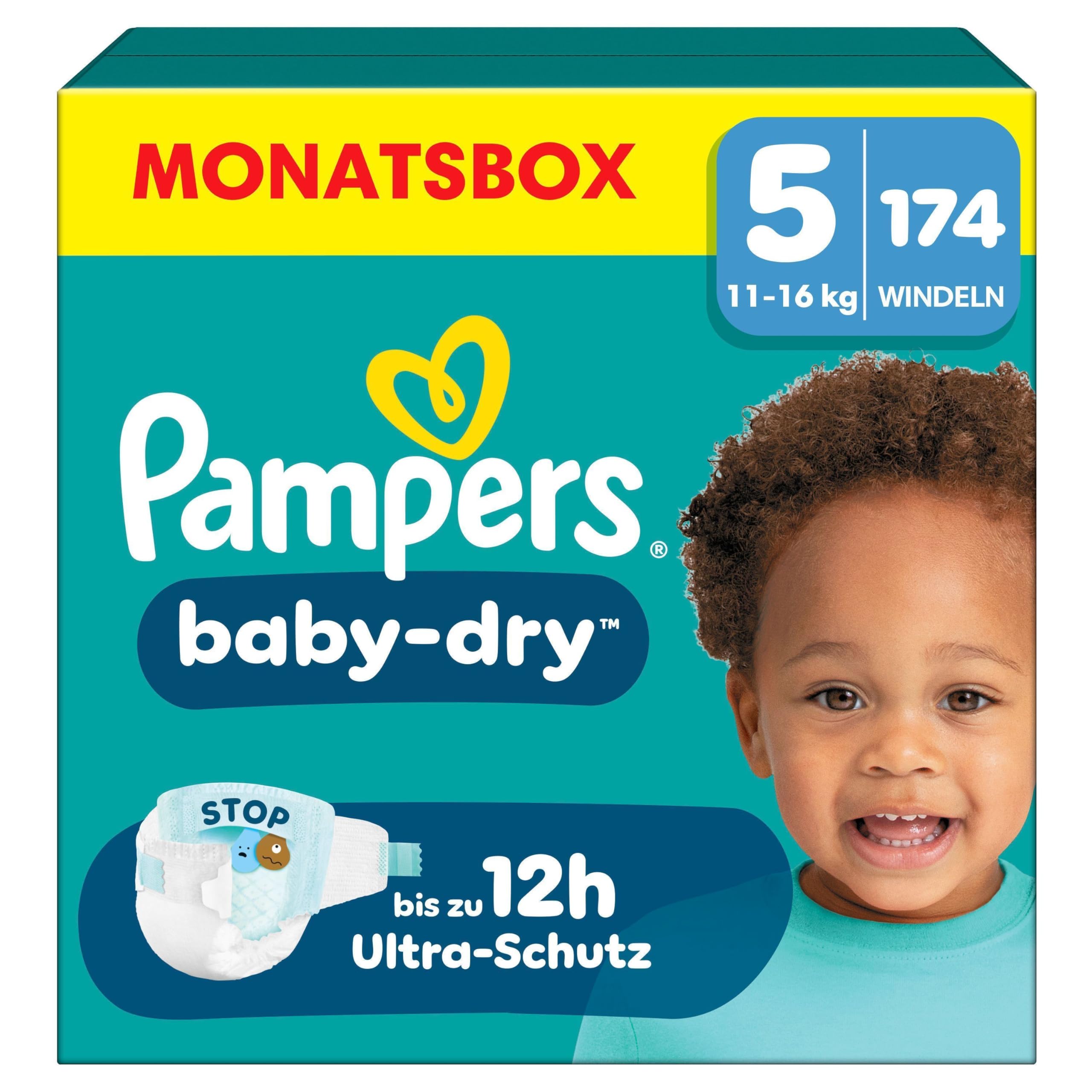 Pampers Baby-Dry Size 4, 204 Nappies, 9 kg - 14 kg, Up to 100% Leak Protection & Comfort All Night