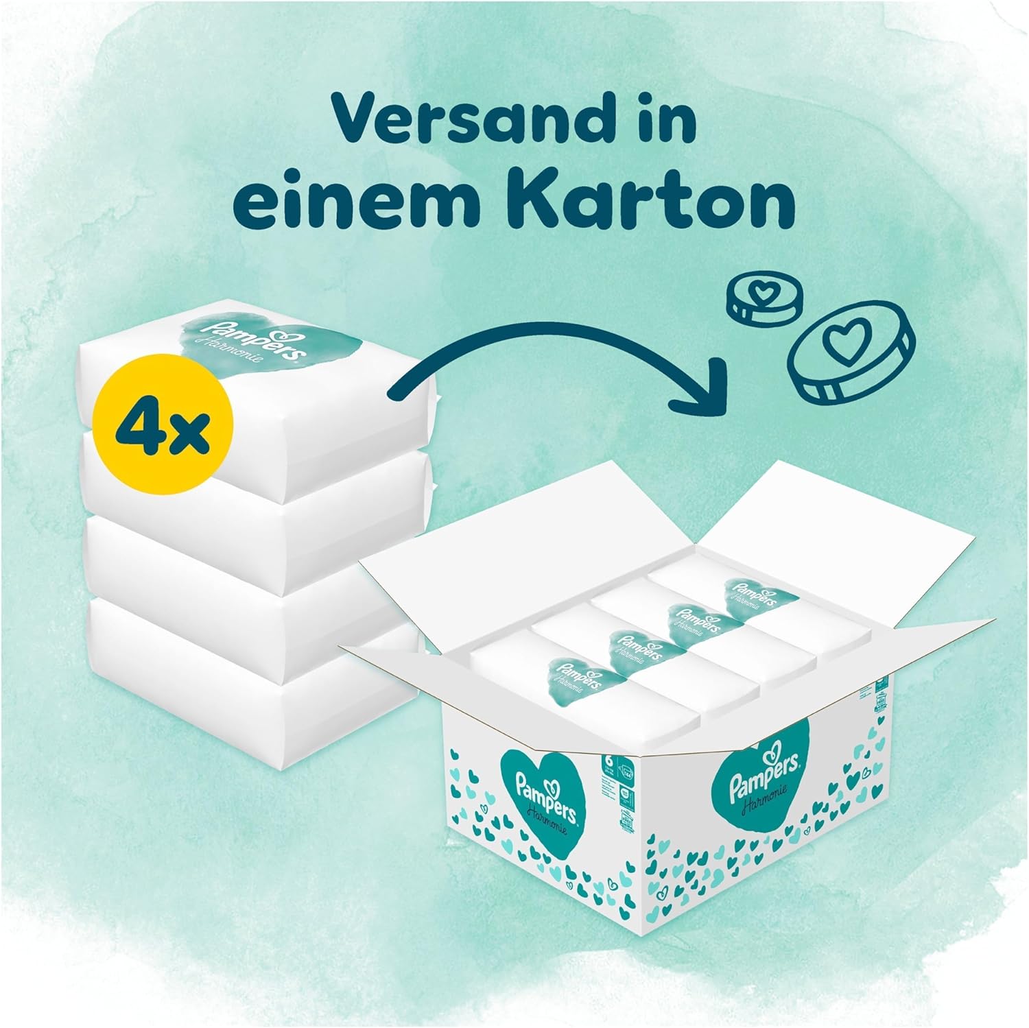 Pampers Harmonie Nappies Size 6, 144 Nappies, 13 kg+, Gentle Skin Protection with 100% Pampers Protection