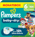 Pampers Baby-Dry Paw Patrol Edition Size 6, 164 Nappies, 13 kg - 18 kg, Up to 100% Leak-proof & Comfortable Night
