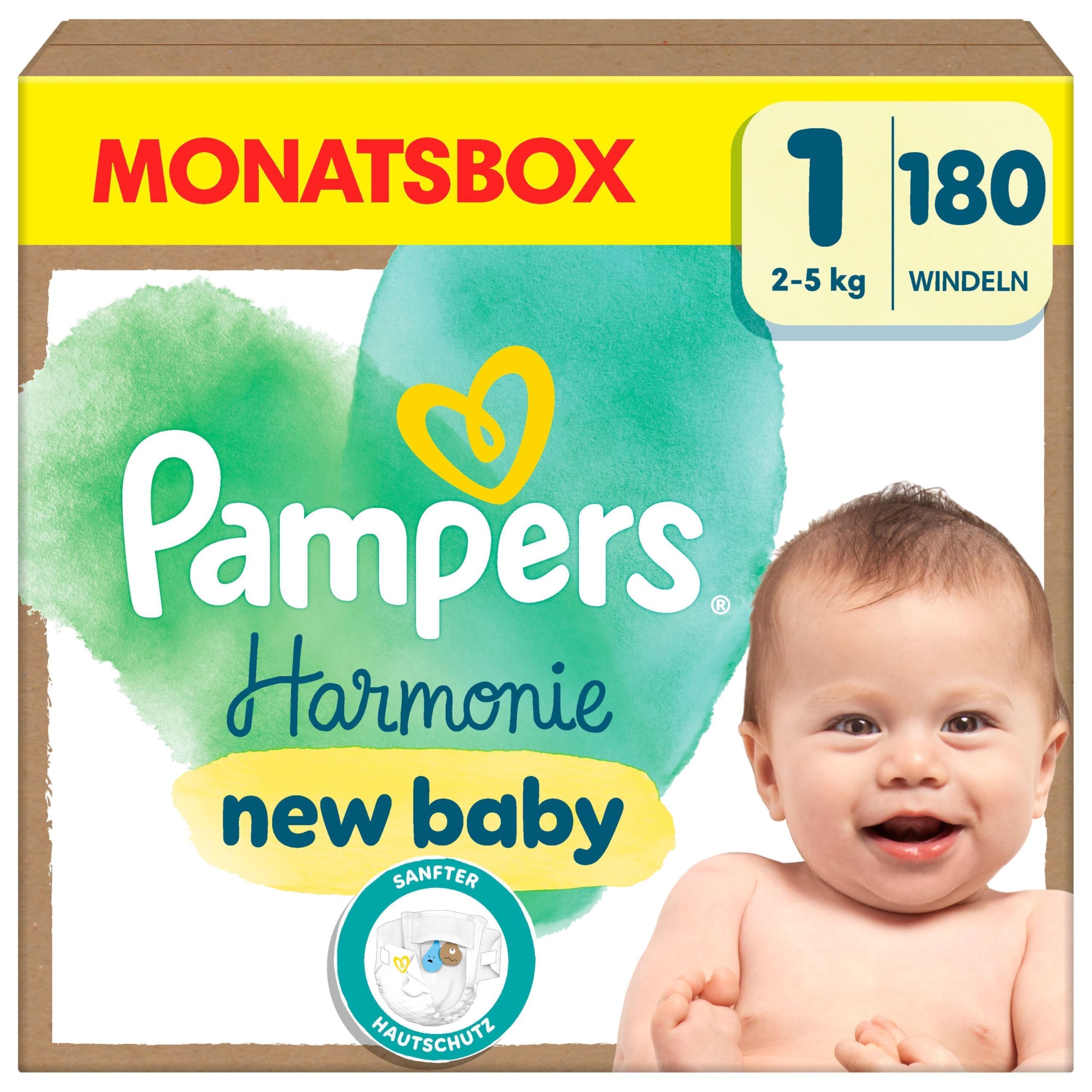 Pampers Harmonie Nappies Size 3, 186 Nappies, 6 kg - 10 kg, Gentle Skin Protection with 100% Pampers Protection
