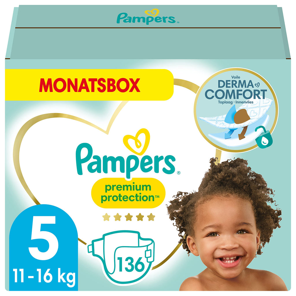 Pampers Premium Protection Size 3, 204 Nappies, Pampers’ Softest Comfort, Recommended by British Skin Foundation, 6-10 kg