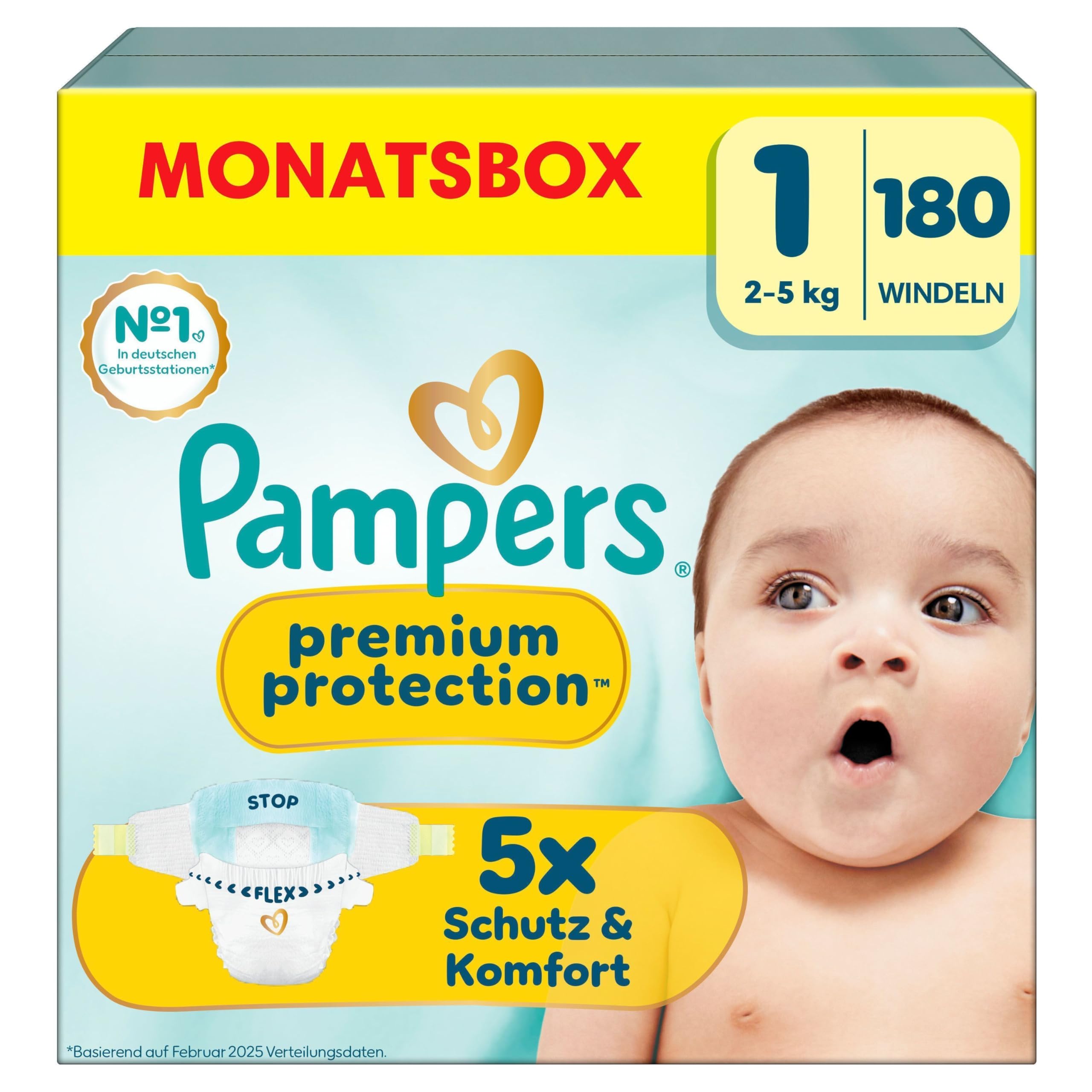 Pampers Baby Nappies Size 4 (9–14 kg) Premium Protection, Maxi, Monthly Box, Best Comfort and Protection for Sensitive Skin, Pack of 174